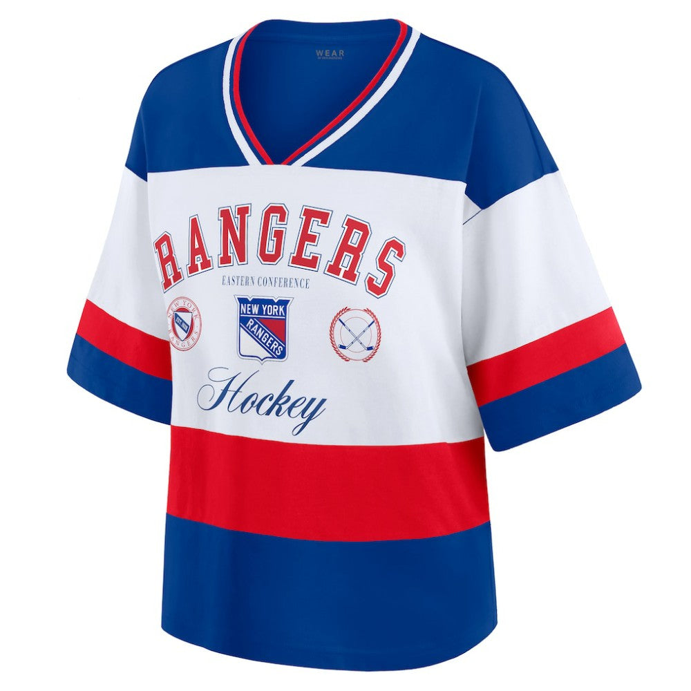New York Rangers WEAR by Erin Andrews Women's Jersey Style Tee Blue/White