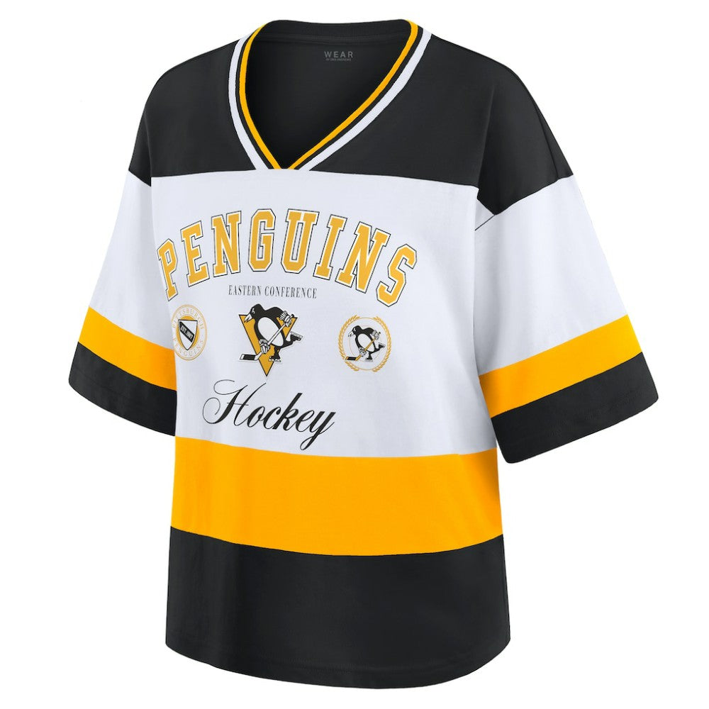 Pittsburgh Penguins WEAR by Erin Andrews Women's Jersey Style Tee Black/White