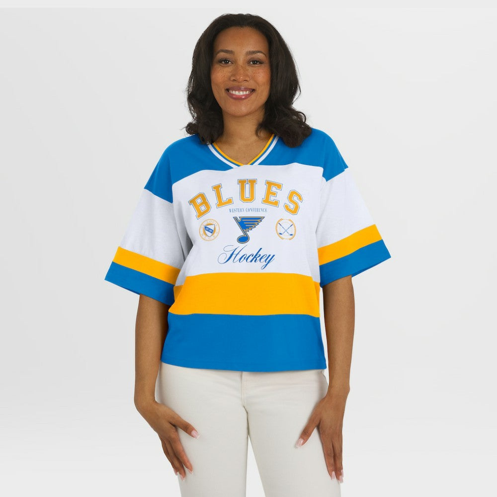 St. Louis Blues WEAR by Erin Andrews Women's Jersey Style Tee Blue/White