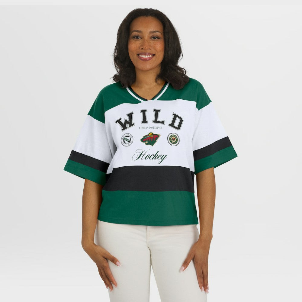 Minnesota Wild WEAR by Erin Andrews Women's Jersey Style Tee Green/White