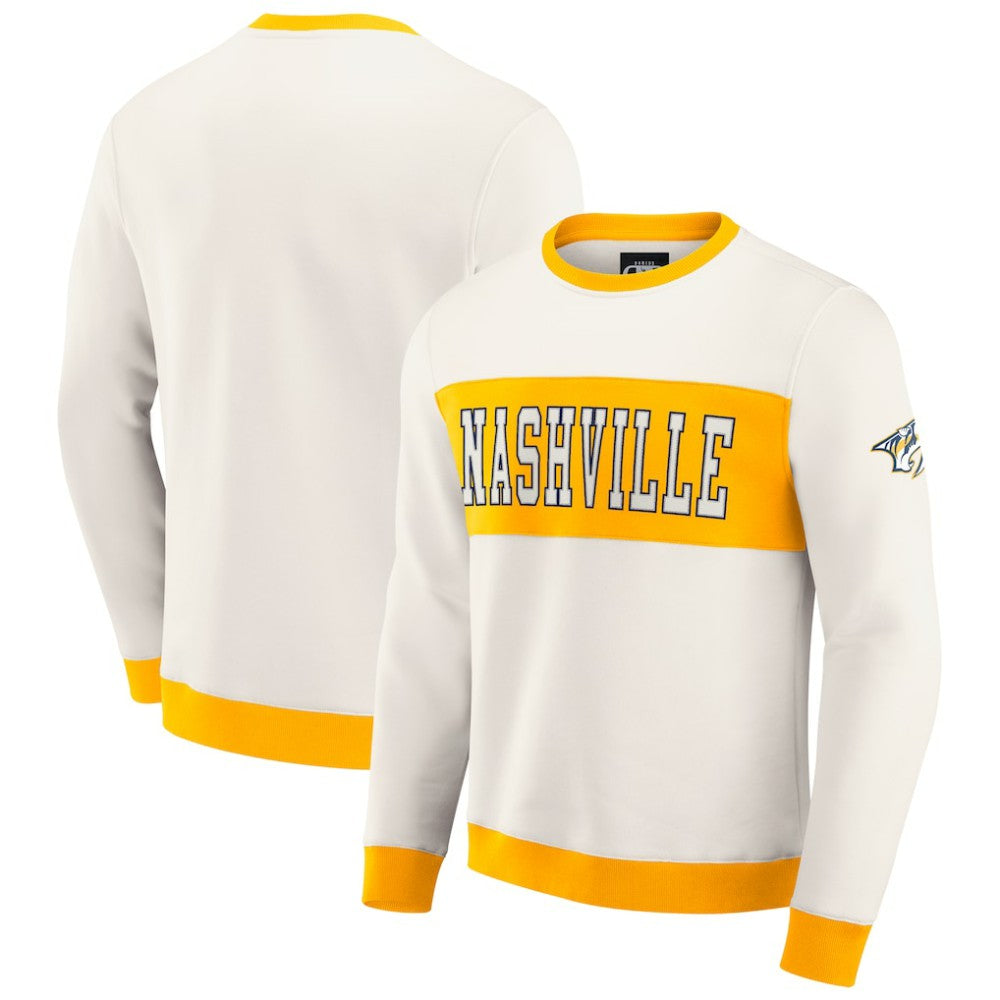 Nashville Predators Darius Rucker Collection by Fanatics Colorblock Pullover Sweatshirt Cream