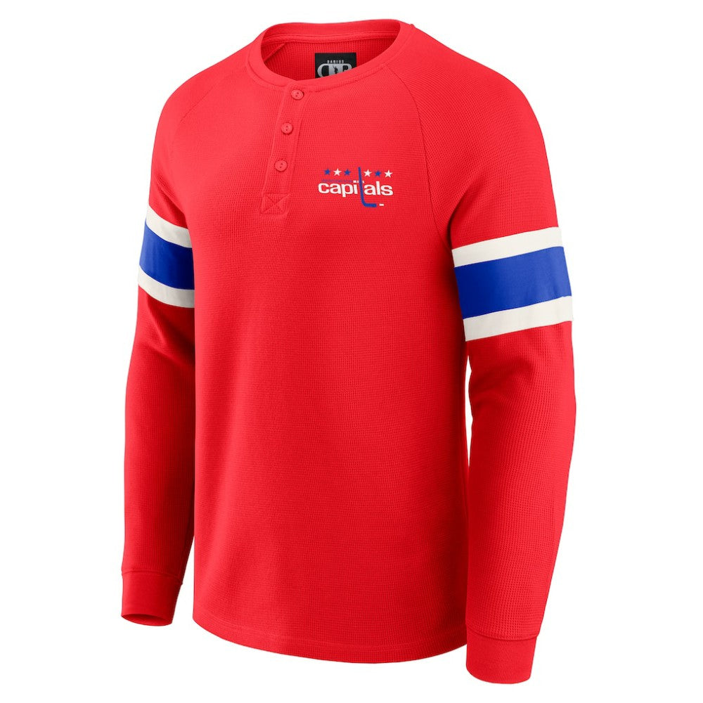 Washington Capitals Darius Rucker Collection by Fanatics Waffle-Knit Raglan Long Sleeve Henley T-Shirt Red