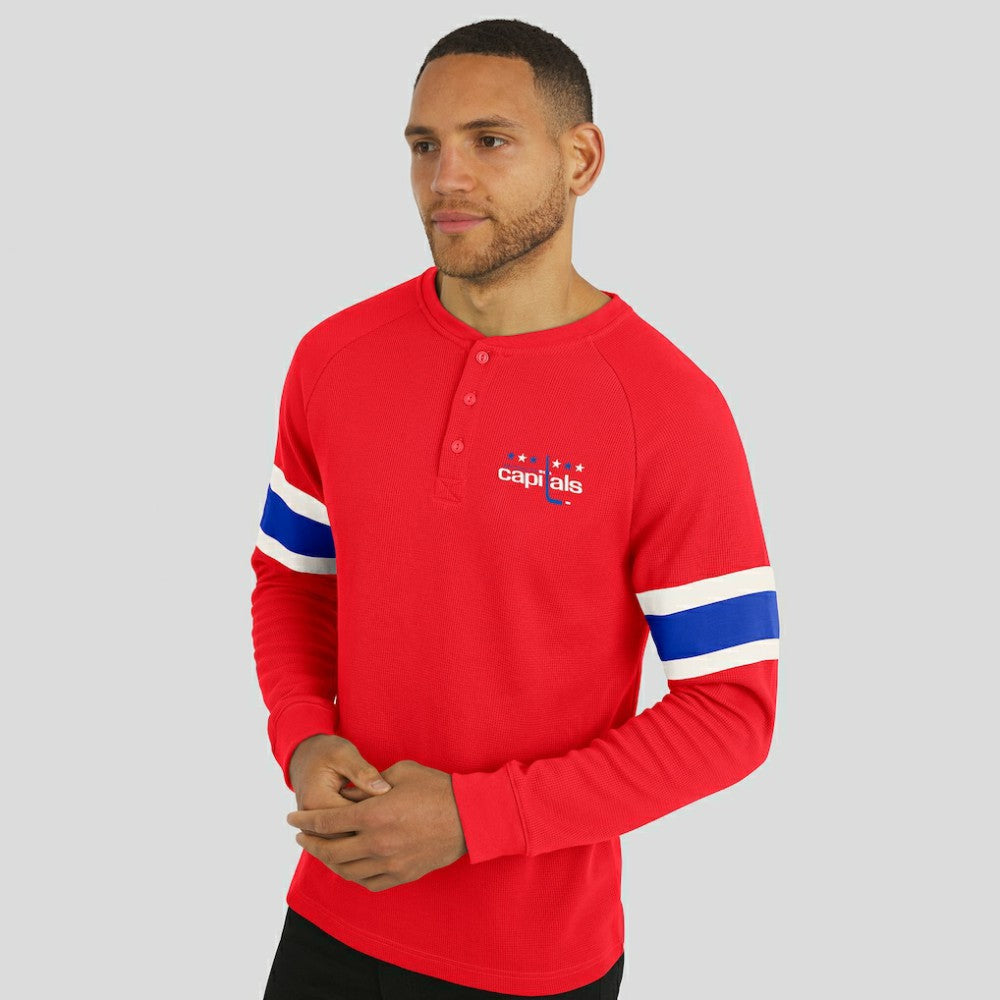 Washington Capitals Darius Rucker Collection by Fanatics Waffle-Knit Raglan Long Sleeve Henley T-Shirt Red