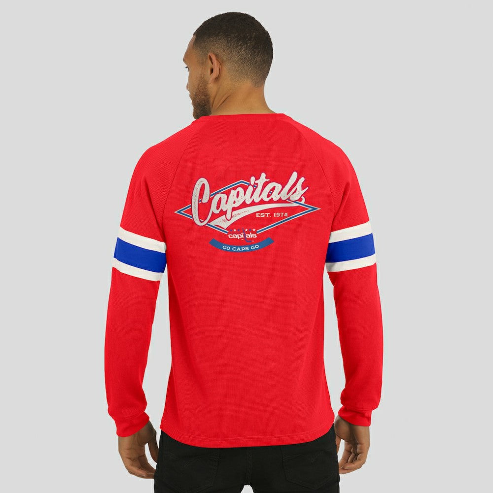 Washington Capitals Darius Rucker Collection by Fanatics Waffle-Knit Raglan Long Sleeve Henley T-Shirt Red