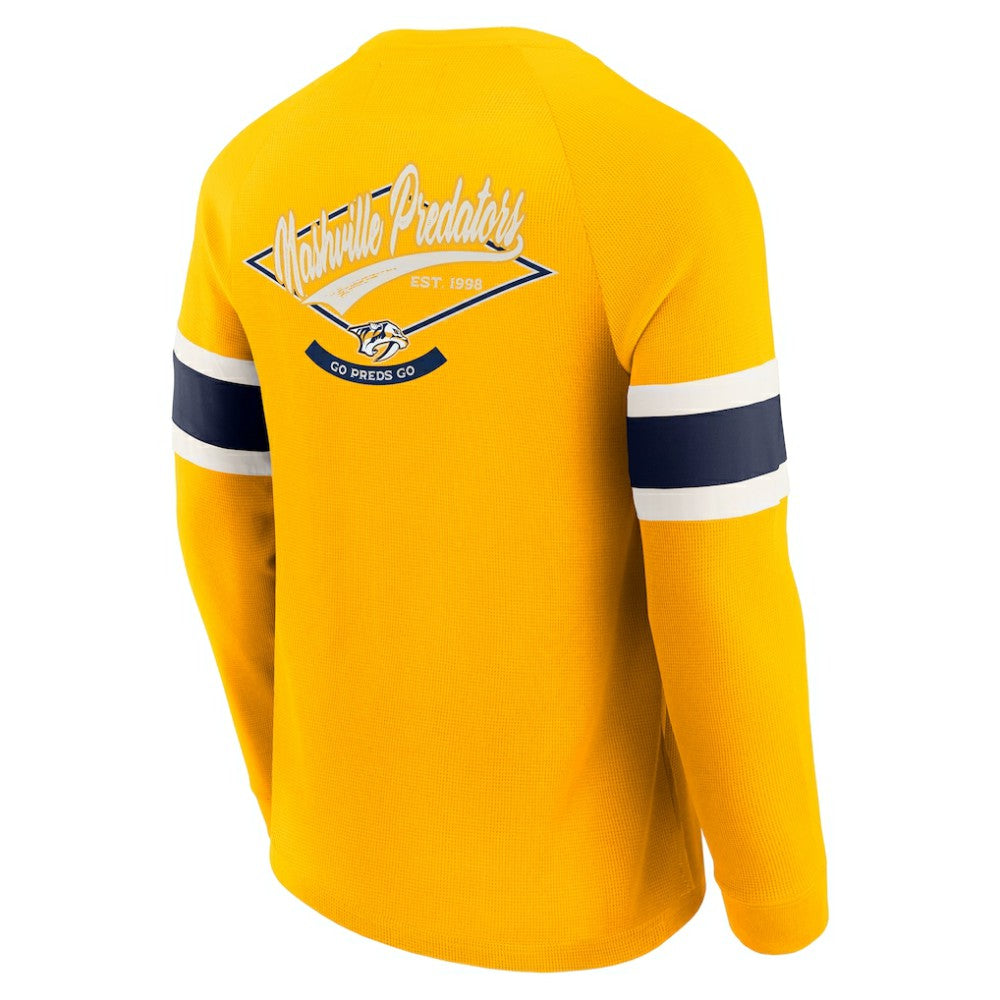 Nashville Predators Darius Rucker Collection by Fanatics Waffle-Knit Raglan Long Sleeve Henley T-Shirt Gold
