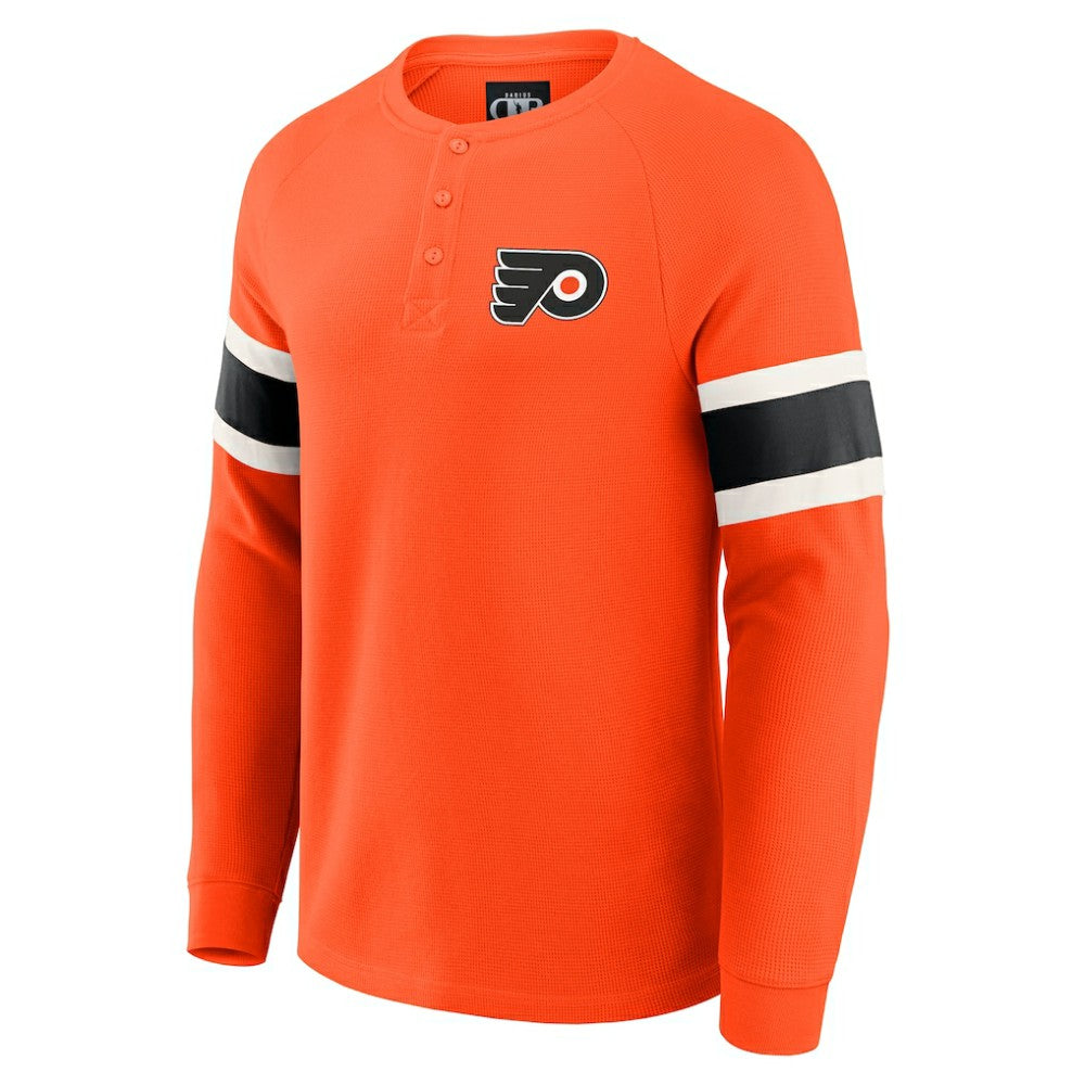 Philadelphia Flyers Darius Rucker Collection by Fanatics Waffle-Knit Raglan Long Sleeve Henley T-Shirt Orange