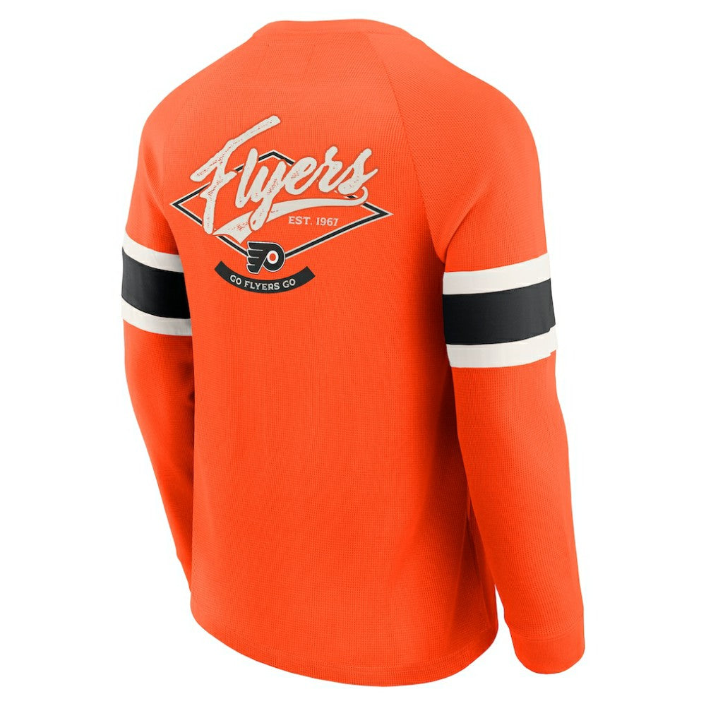 Philadelphia Flyers Darius Rucker Collection by Fanatics Waffle-Knit Raglan Long Sleeve Henley T-Shirt Orange