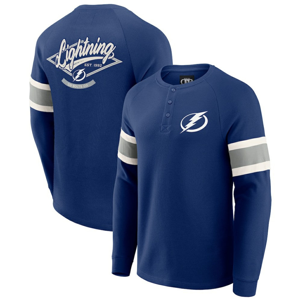 Tampa Bay Lightning Darius Rucker Collection by Fanatics Waffle-Knit Raglan Long Sleeve Henley T-Shirt Navy
