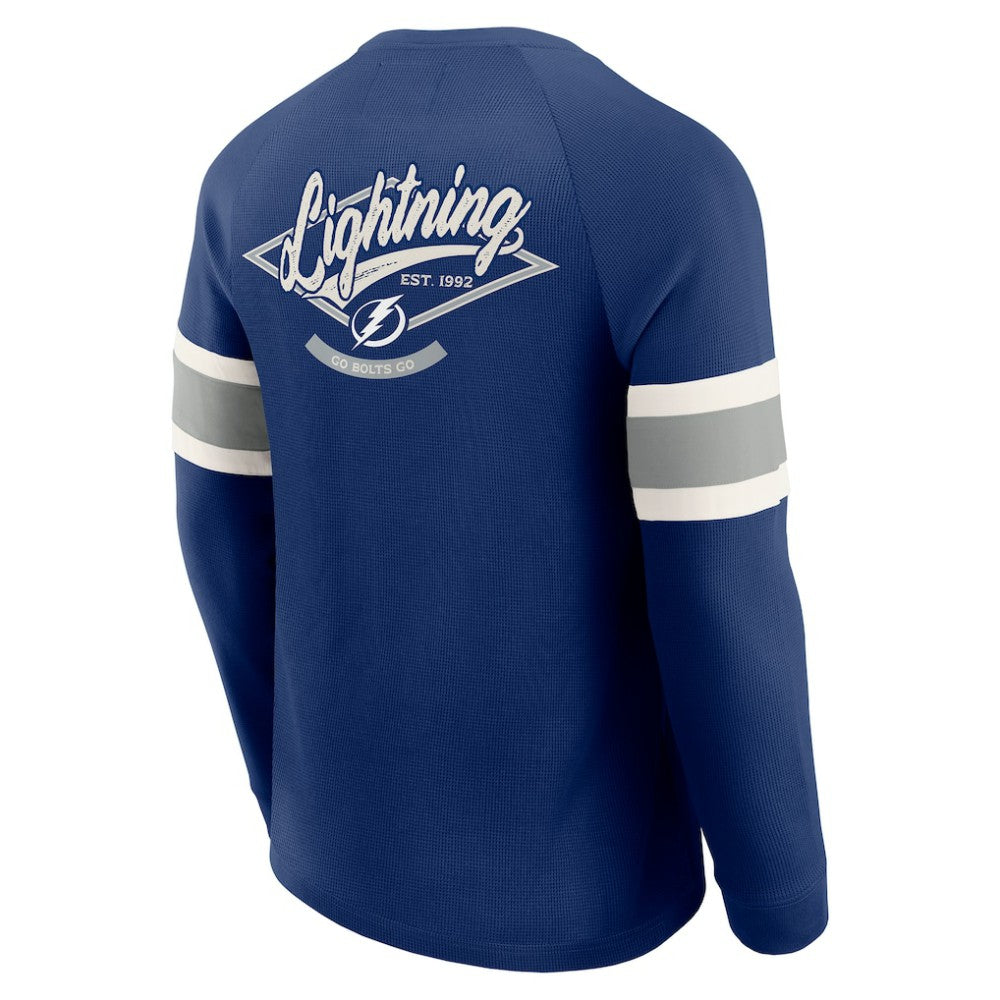 Tampa Bay Lightning Darius Rucker Collection by Fanatics Waffle-Knit Raglan Long Sleeve Henley T-Shirt Navy