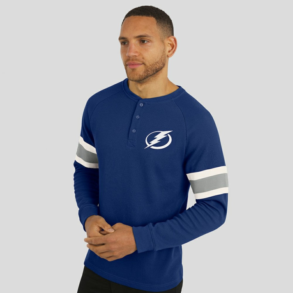 Tampa Bay Lightning Darius Rucker Collection by Fanatics Waffle-Knit Raglan Long Sleeve Henley T-Shirt Navy