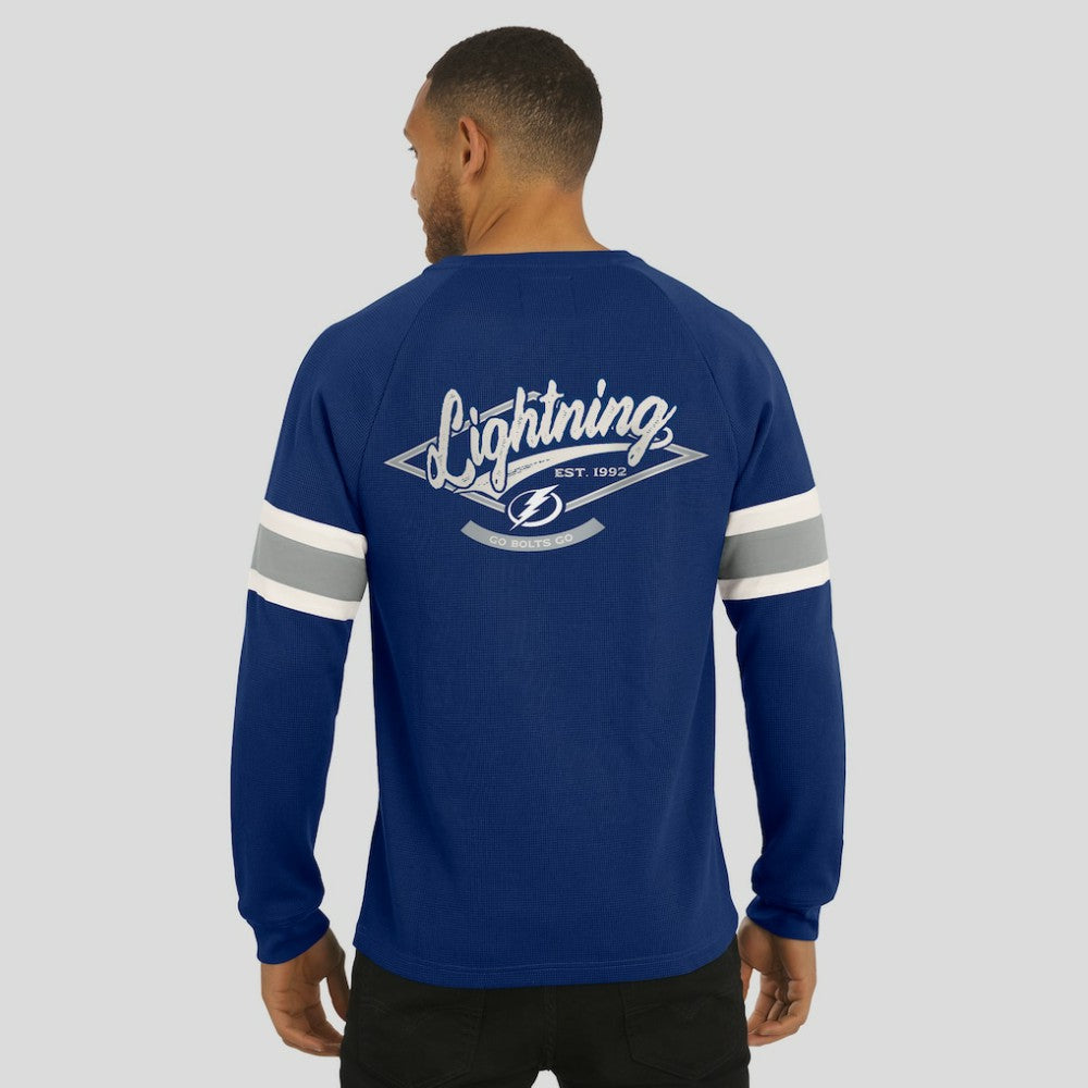 Tampa Bay Lightning Darius Rucker Collection by Fanatics Waffle-Knit Raglan Long Sleeve Henley T-Shirt Navy