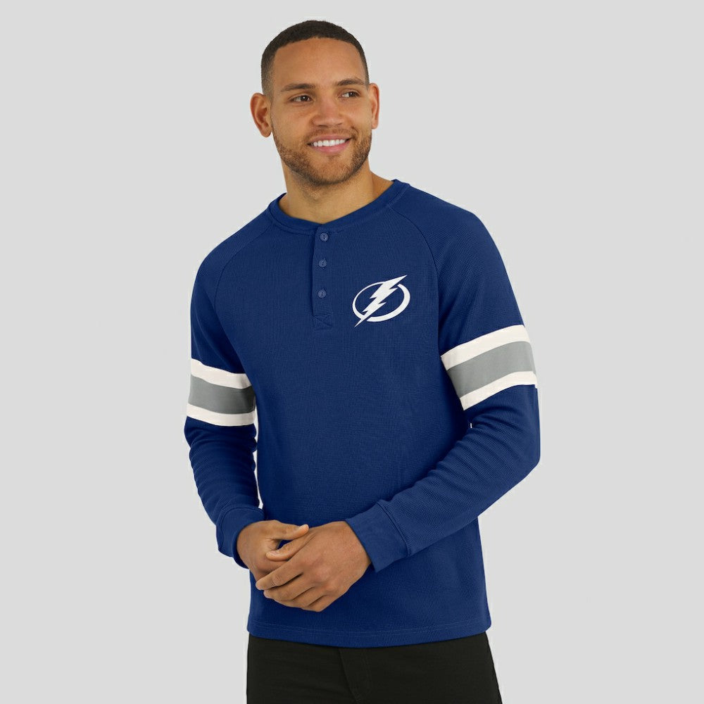 Tampa Bay Lightning Darius Rucker Collection by Fanatics Waffle-Knit Raglan Long Sleeve Henley T-Shirt Navy
