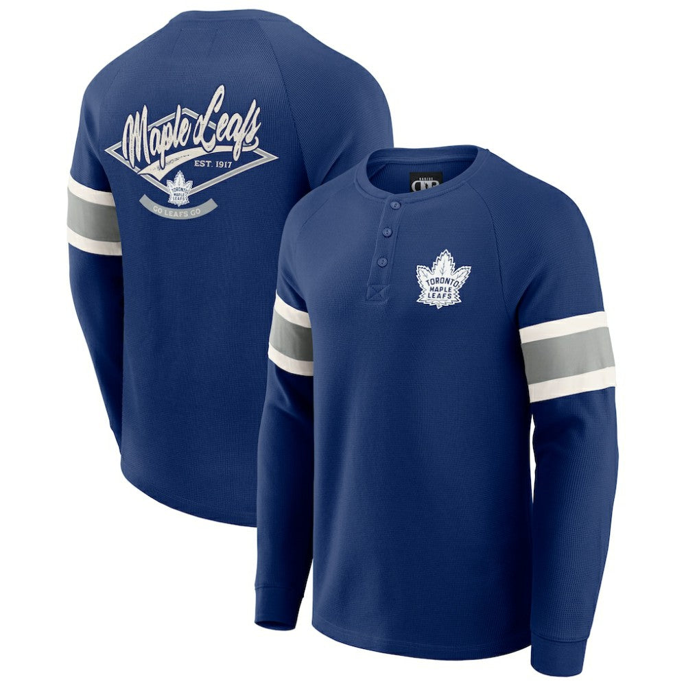 Toronto Maple Leafs Darius Rucker Collection by Fanatics Waffle-Knit Raglan Long Sleeve Henley T-Shirt Navy
