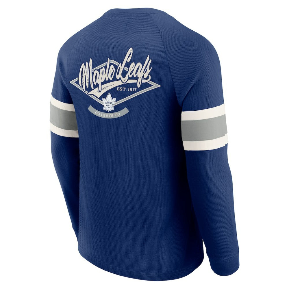 Toronto Maple Leafs Darius Rucker Collection by Fanatics Waffle-Knit Raglan Long Sleeve Henley T-Shirt Navy