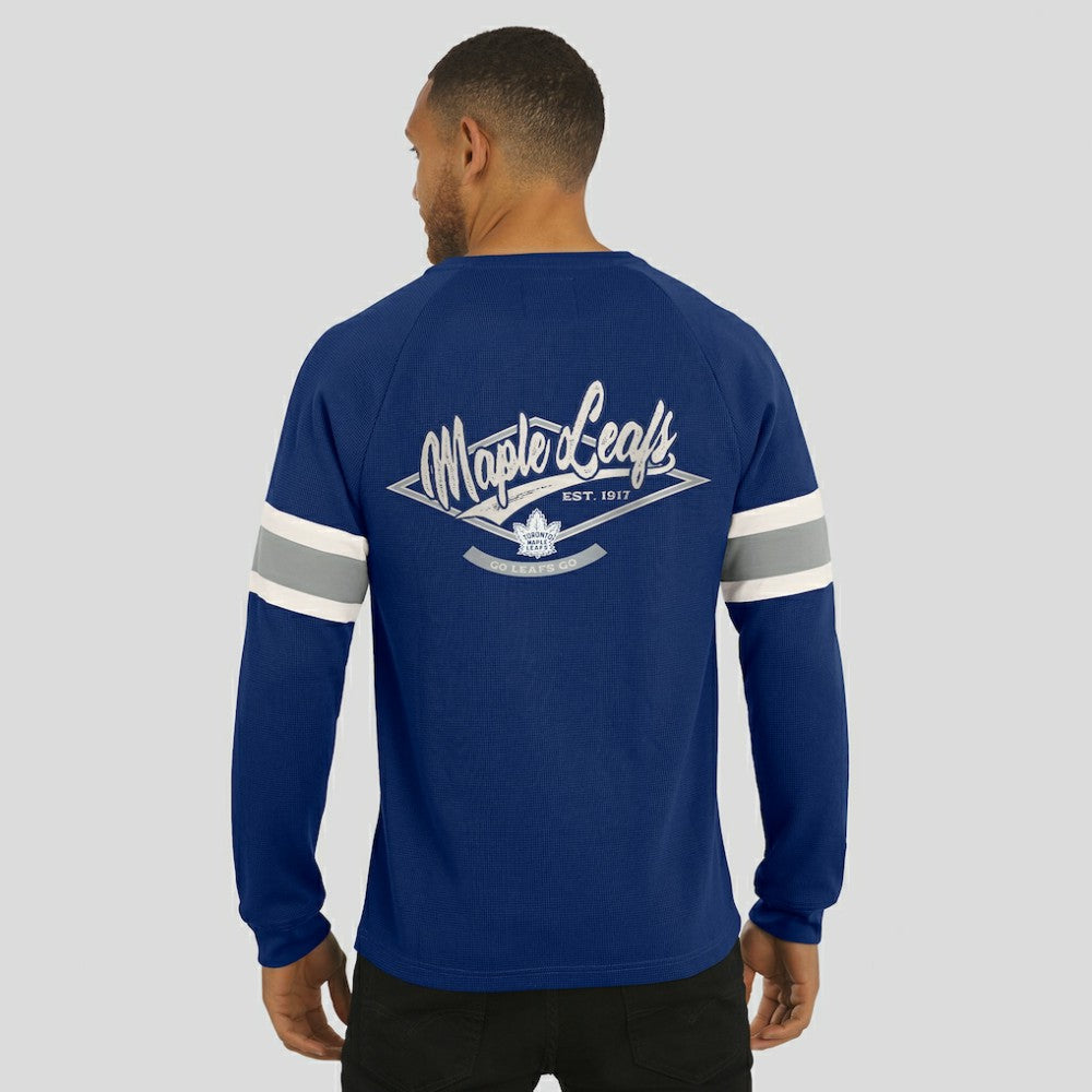 Toronto Maple Leafs Darius Rucker Collection by Fanatics Waffle-Knit Raglan Long Sleeve Henley T-Shirt Navy
