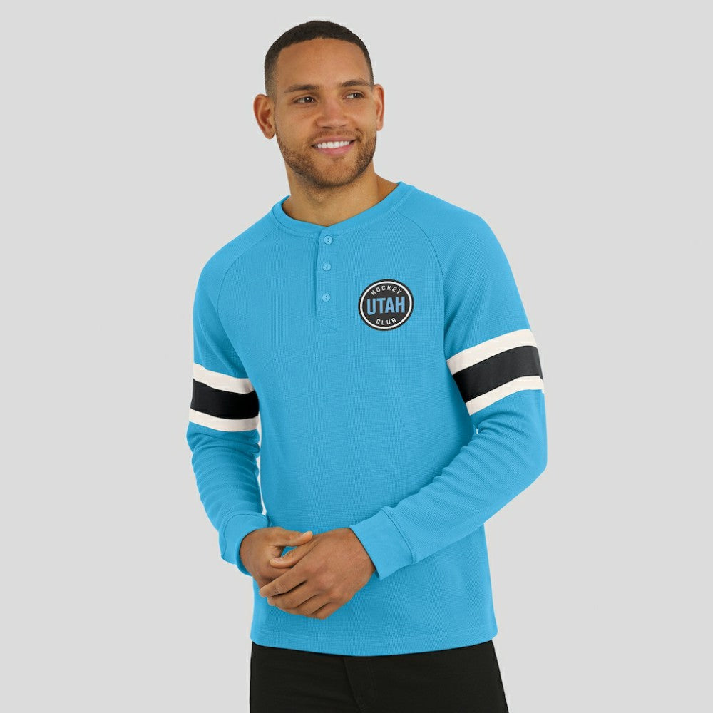 Utah Hockey Club Darius Rucker Collection by Fanatics Waffle-Knit Raglan Long Sleeve Henley T-Shirt Light Blue