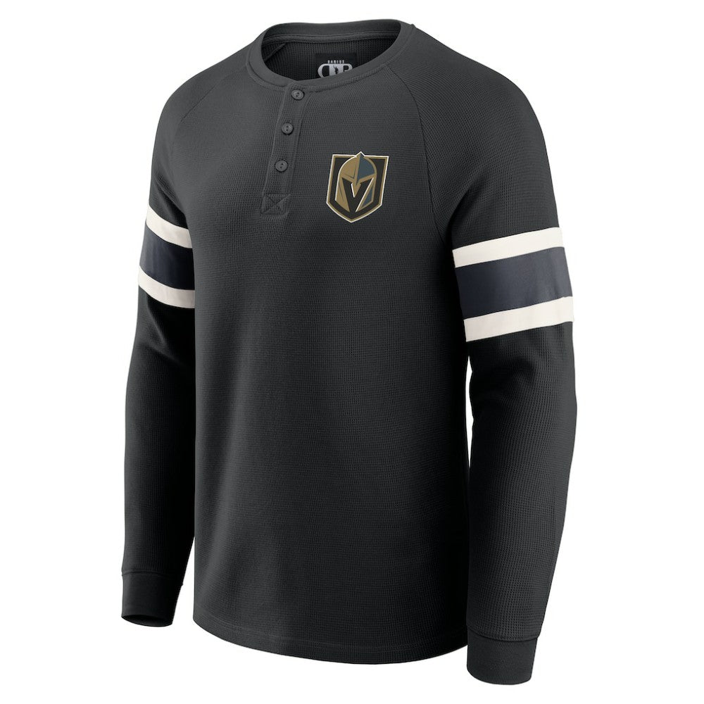 Vegas Golden Knights Darius Rucker Collection by Fanatics Waffle-Knit Raglan Long Sleeve Henley T-Shirt Black