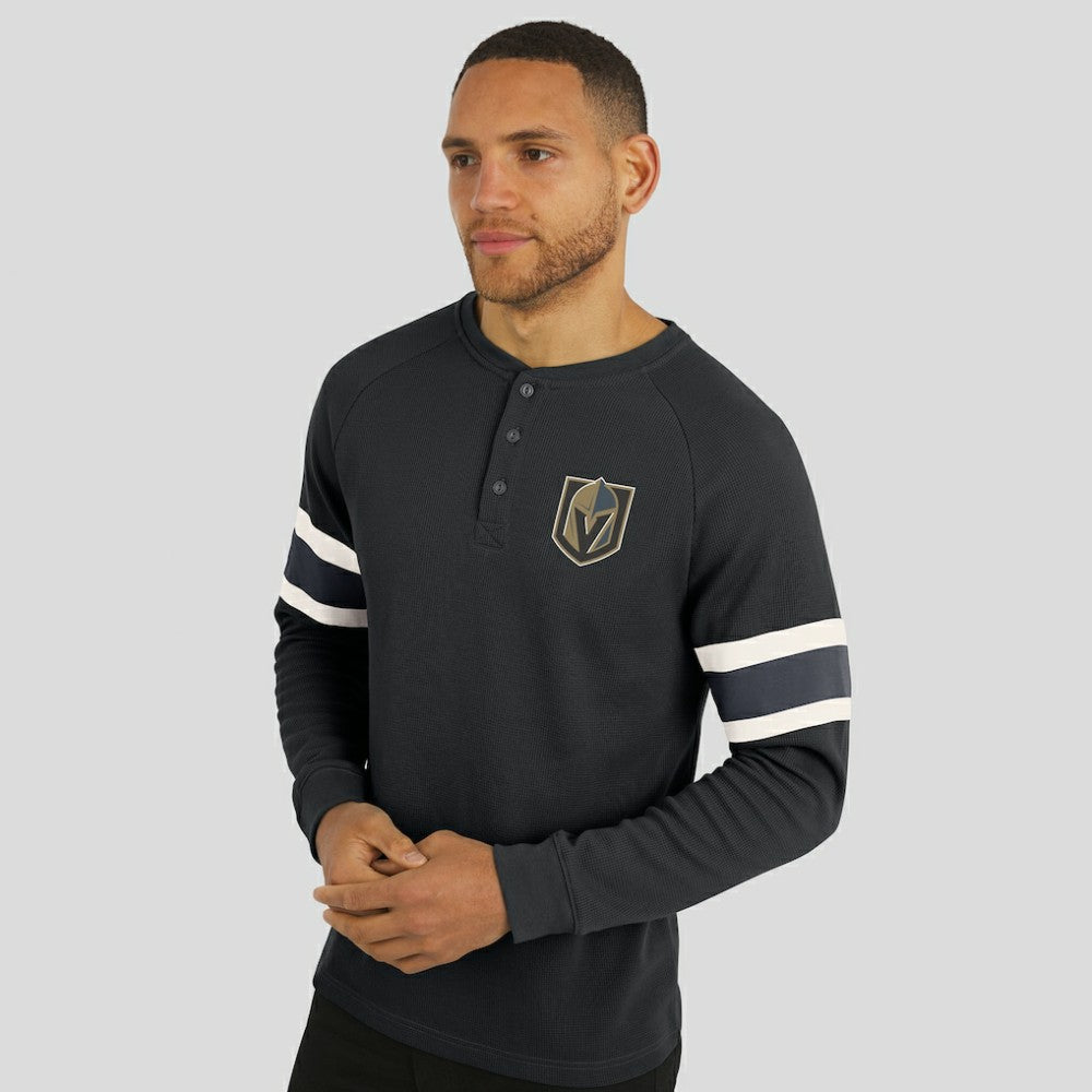 Vegas Golden Knights Darius Rucker Collection by Fanatics Waffle-Knit Raglan Long Sleeve Henley T-Shirt Black