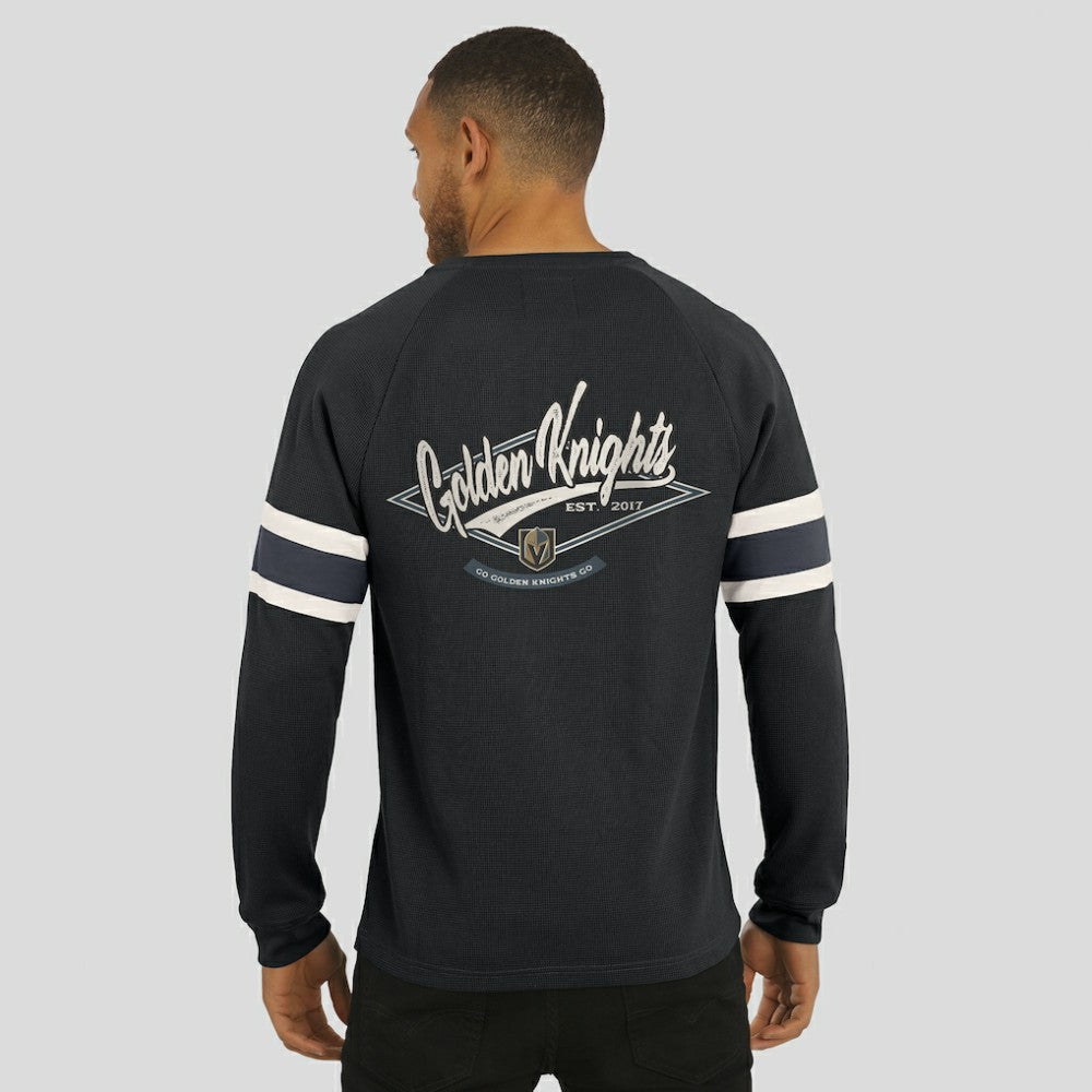 Vegas Golden Knights Darius Rucker Collection by Fanatics Waffle-Knit Raglan Long Sleeve Henley T-Shirt Black