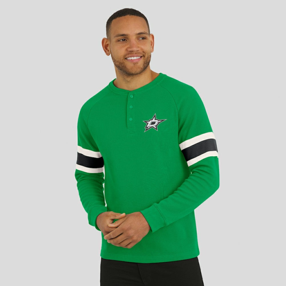 Dallas Stars Darius Rucker Collection by Fanatics Waffle-Knit Raglan Long Sleeve Henley T-Shirt Green
