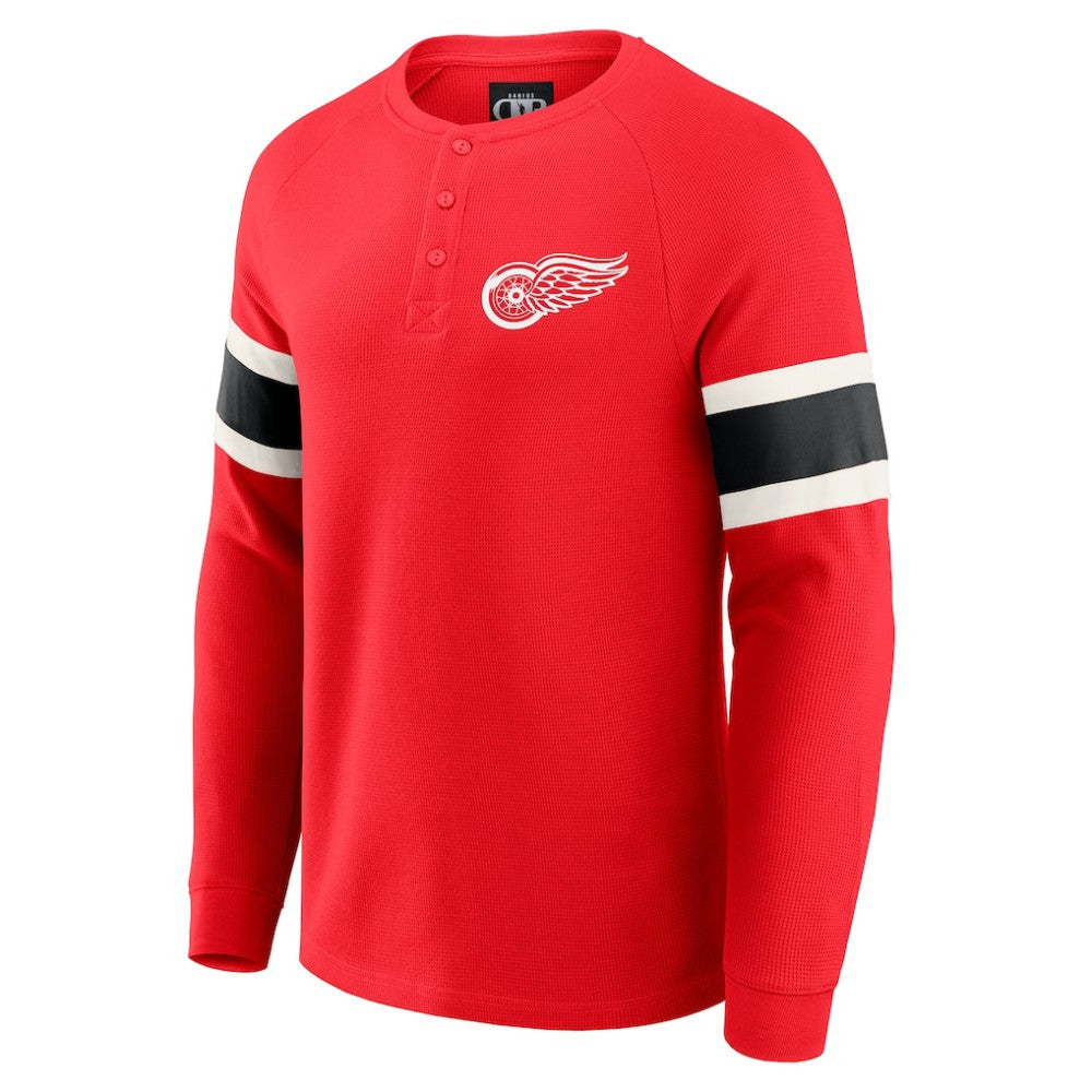 Detroit Red Wings Darius Rucker Collection by Fanatics Waffle-Knit Raglan Long Sleeve Henley T-Shirt Red