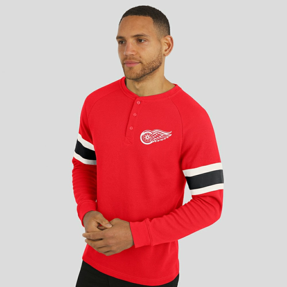 Detroit Red Wings Darius Rucker Collection by Fanatics Waffle-Knit Raglan Long Sleeve Henley T-Shirt Red