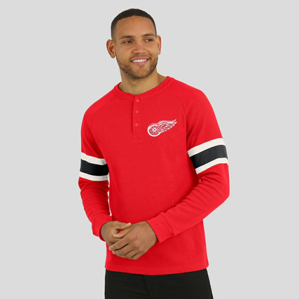 Detroit Red Wings Darius Rucker Collection by Fanatics Waffle-Knit Raglan Long Sleeve Henley T-Shirt Red