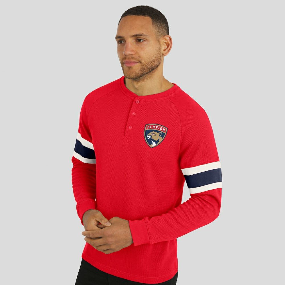 Florida Panthers Darius Rucker Collection by Fanatics Waffle-Knit Raglan Long Sleeve Henley T-Shirt Red