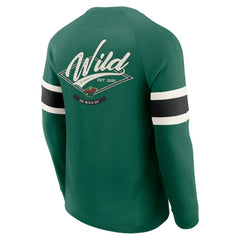 Minnesota Wild Darius Rucker Collection by Fanatics Waffle-Knit Raglan Long Sleeve Henley T-Shirt Green