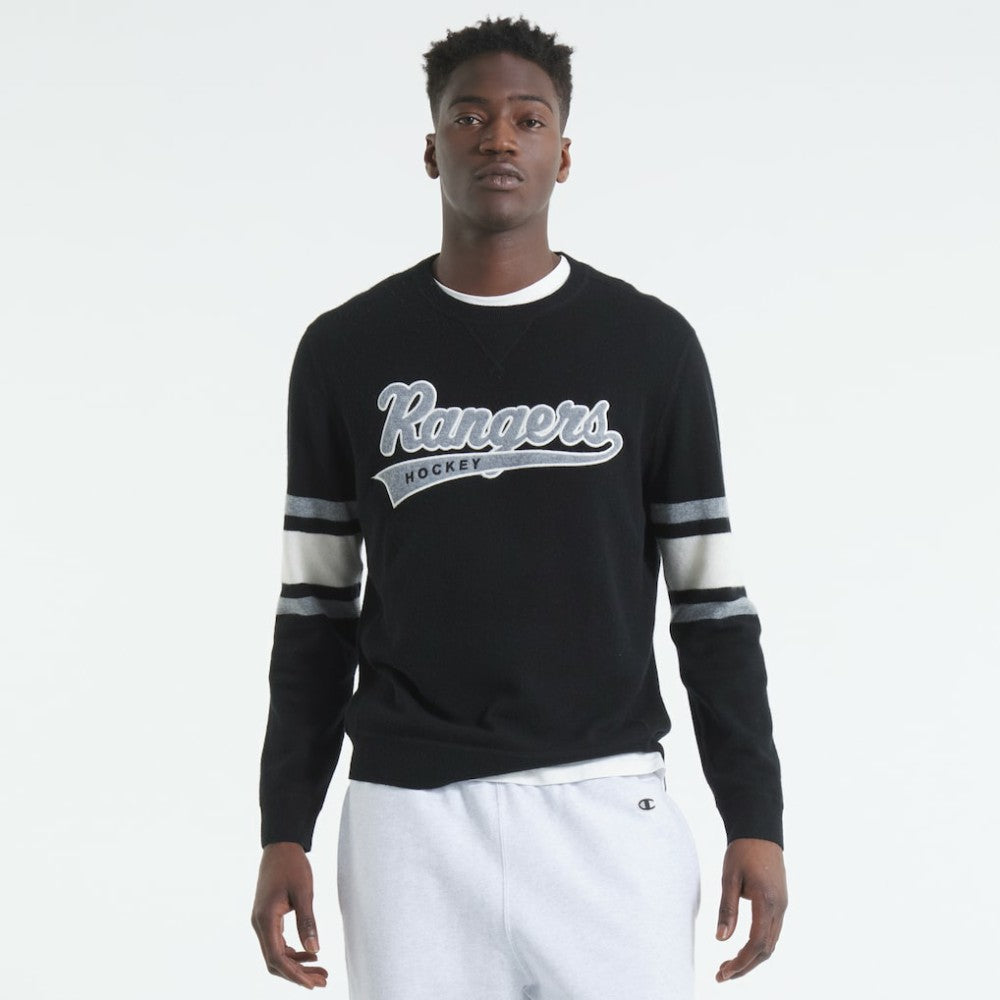 New York Rangers Todd Snyder by Fanatics Cashmere Crew Sweater Black