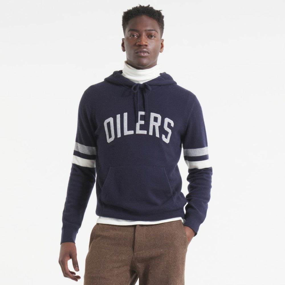 Edmonton Oilers Todd Snyder by Fanatics Cashmere Hooded Sweater Navy
