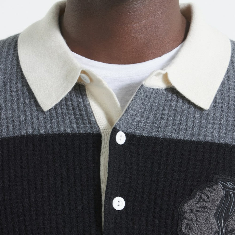 Chicago Blackhawks Todd Snyder by Fanatics Cashmere Rugby Sweater Dark Heather Gray