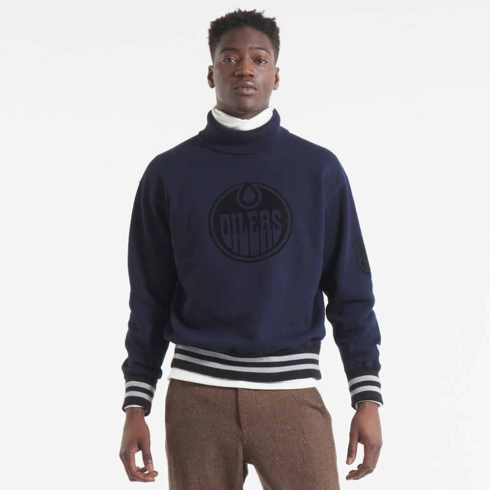 Edmonton Oilers Todd Snyder by Fanatics Relaxed Canadian Fleece Turtleneck Navy