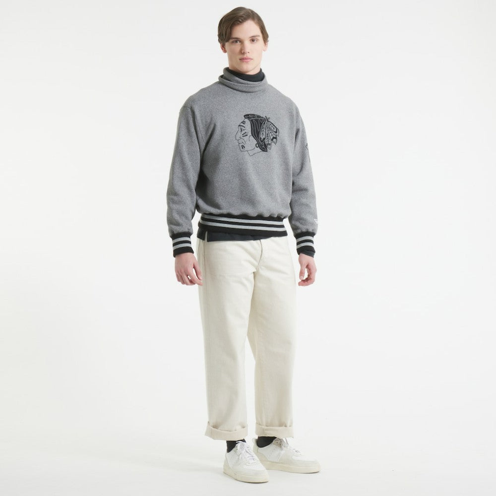 Chicago Blackhawks Todd Snyder by Fanatics Relaxed Canadian Fleece Turtleneck Dark Heather Gray