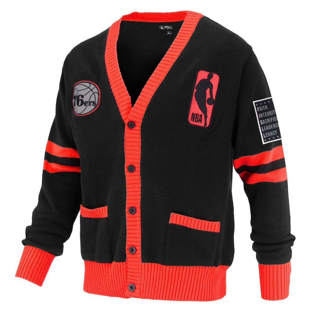 Philadelphia 76ers FISLL Unisex Logoman Shadow Collection Full-Button Cardigan Sweater - Black online