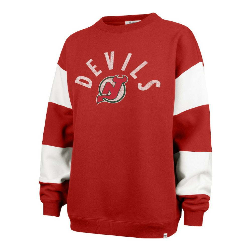 New Jersey Devils '47 Women's Eephus Barred Pullover Sweatshirt Red