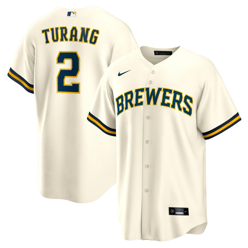 Brice Turang Milwaukee Brewers Home Replica Jersey - Cream | Nike