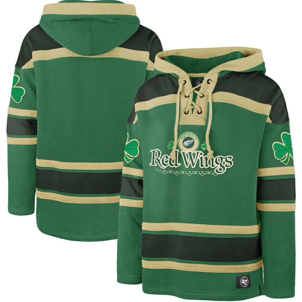 Detroit Red Wings '47 St. Patrick's Day McLucky Superior Lacer Pullover Hoodie Kelly Green