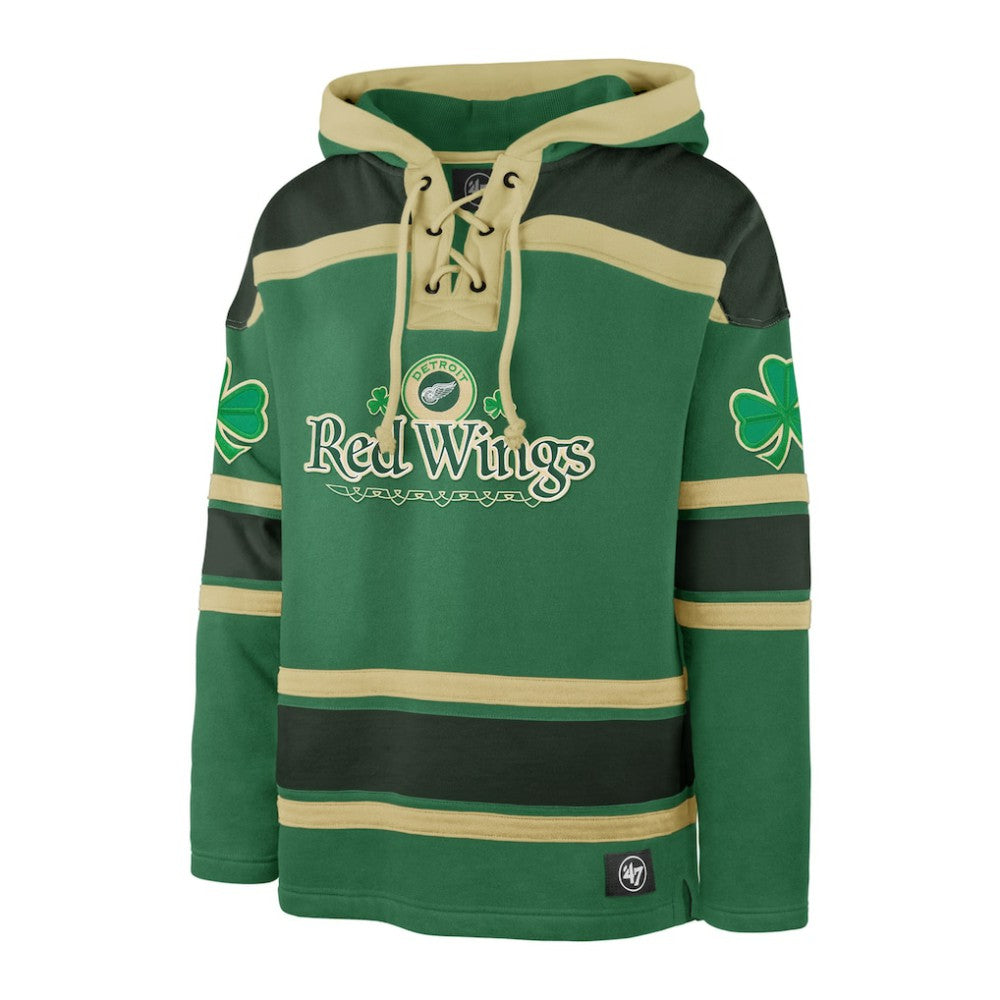 Detroit Red Wings '47 St. Patrick's Day McLucky Superior Lacer Pullover Hoodie Kelly Green