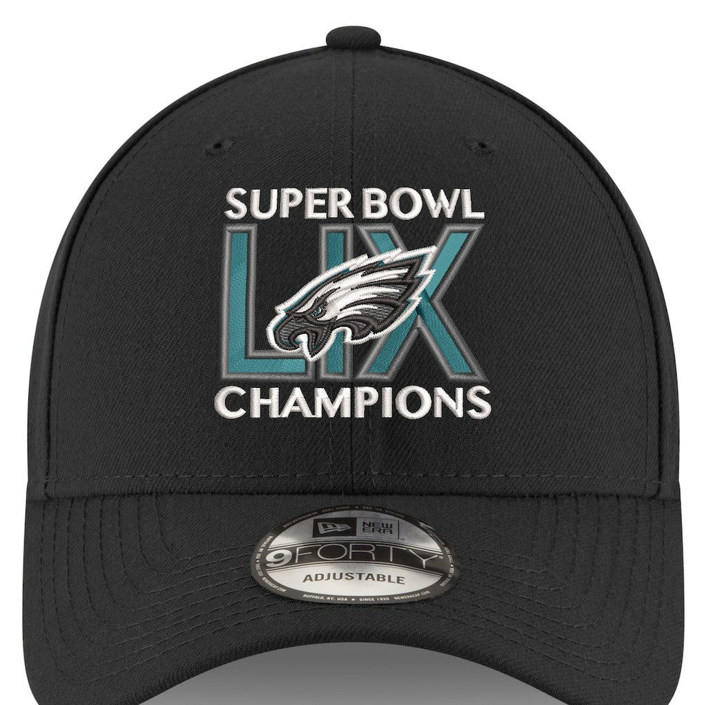 Philadelphia Eagles New Era Super Bowl LIX Champions 9FORTY Adjustable Hat - Black for sale