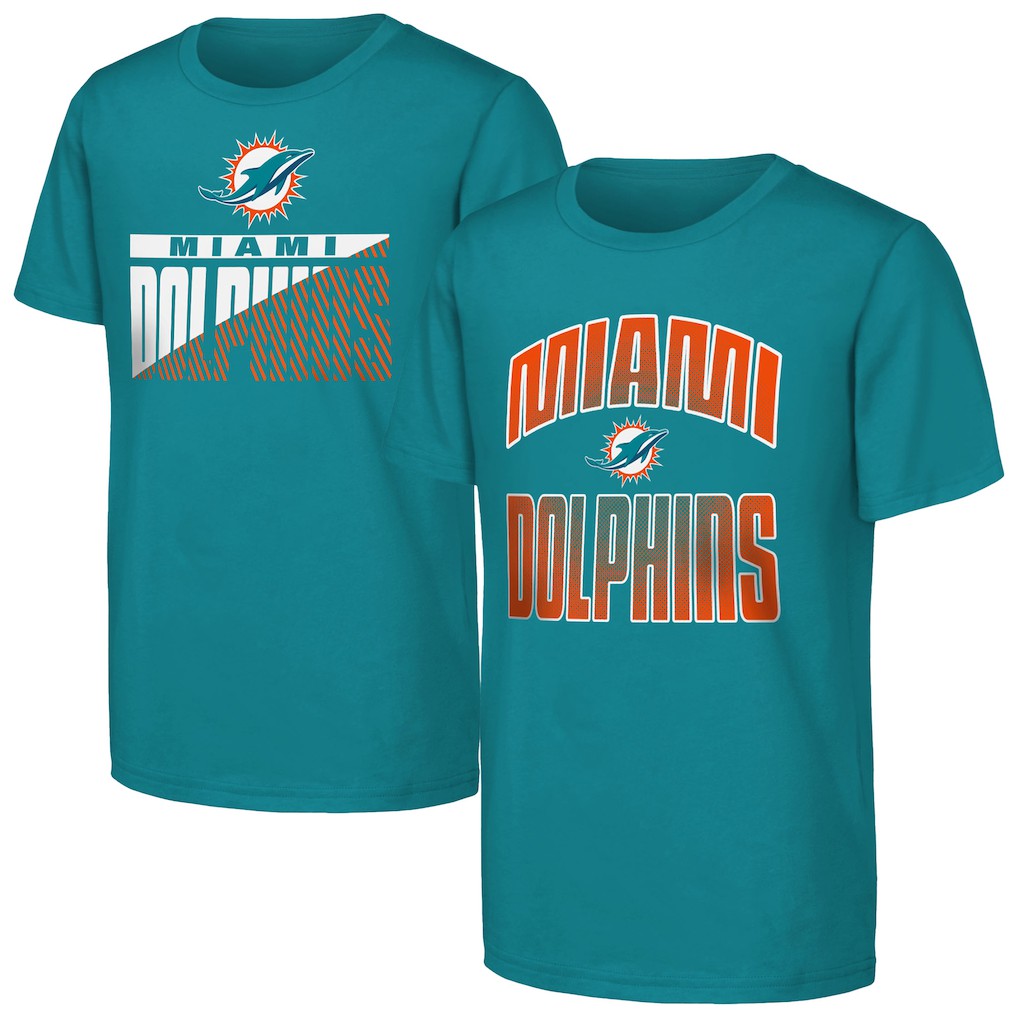 Miami Dolphins Outerstuff Youth Never Quit 2-Pack T-Shirt Set - Aqua cheap