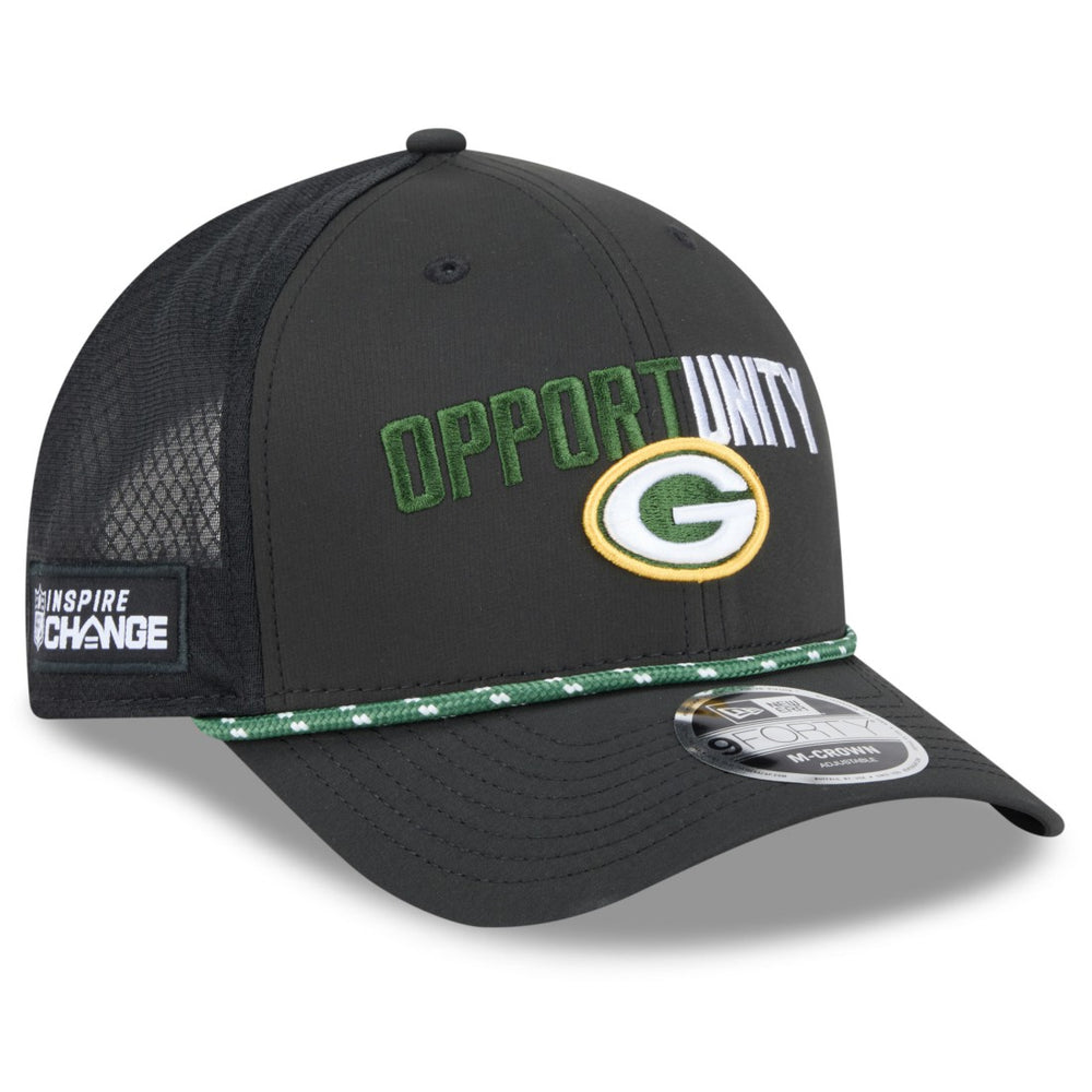 Green Bay Packers New Era 2025 Inspire Change 9FORTY M-Crown Adjustable Hat - Black on sale