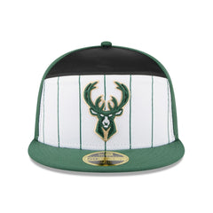 Milwaukee Bucks 2025 NBA Tip Off Split Panel 59FIFTY Fitted Hat - White/Hunter Green | New Era cheap