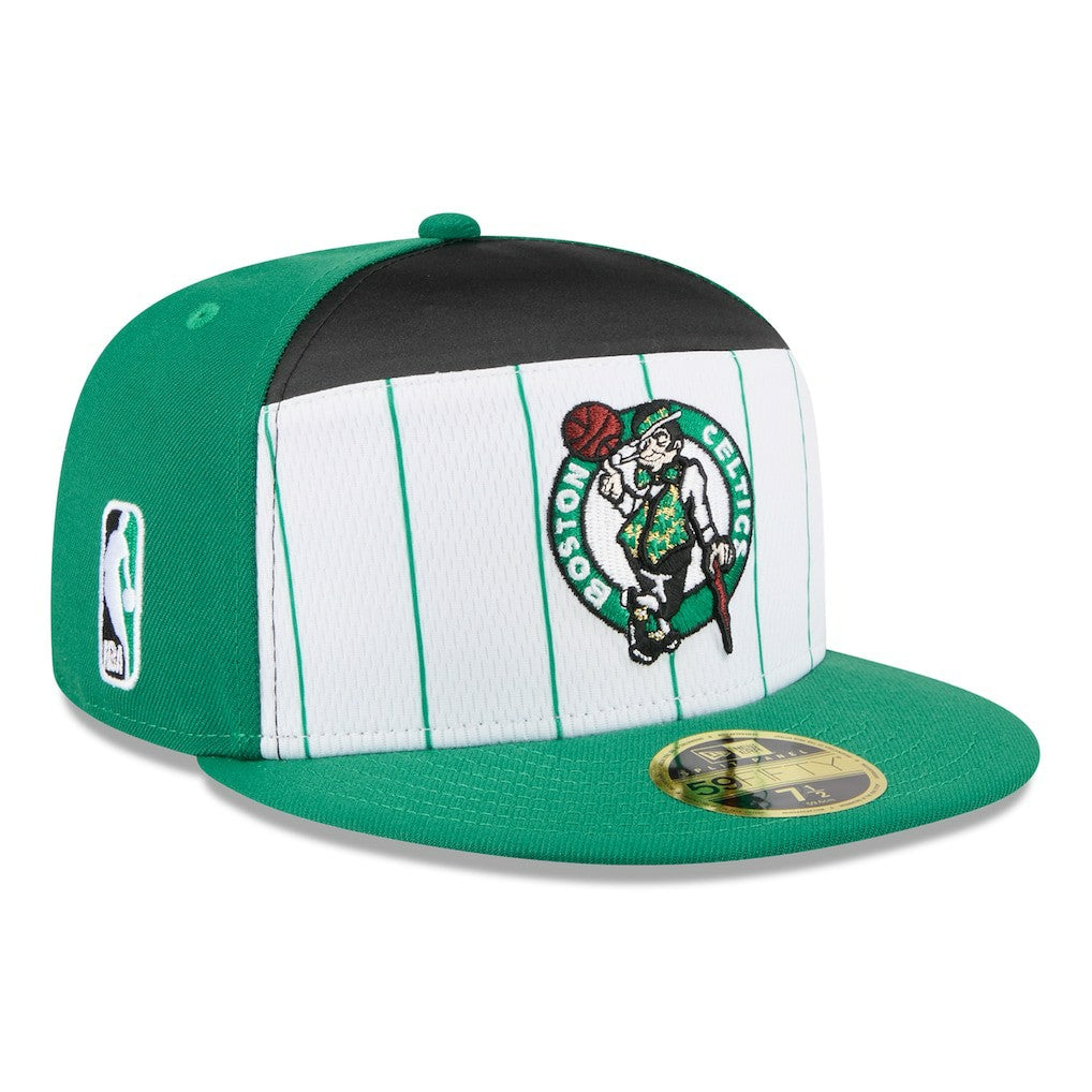 Boston Celtics 2025 NBA Tip Off Split Panel 59FIFTY Fitted Hat - White/Kelly Green | New Era shop