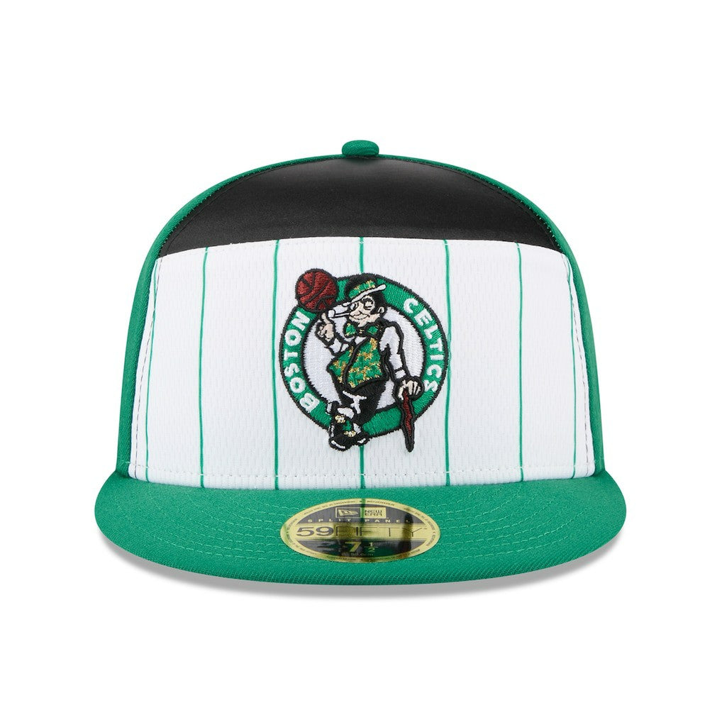 Boston Celtics 2025 NBA Tip Off Split Panel 59FIFTY Fitted Hat - White/Kelly Green | New Era shop