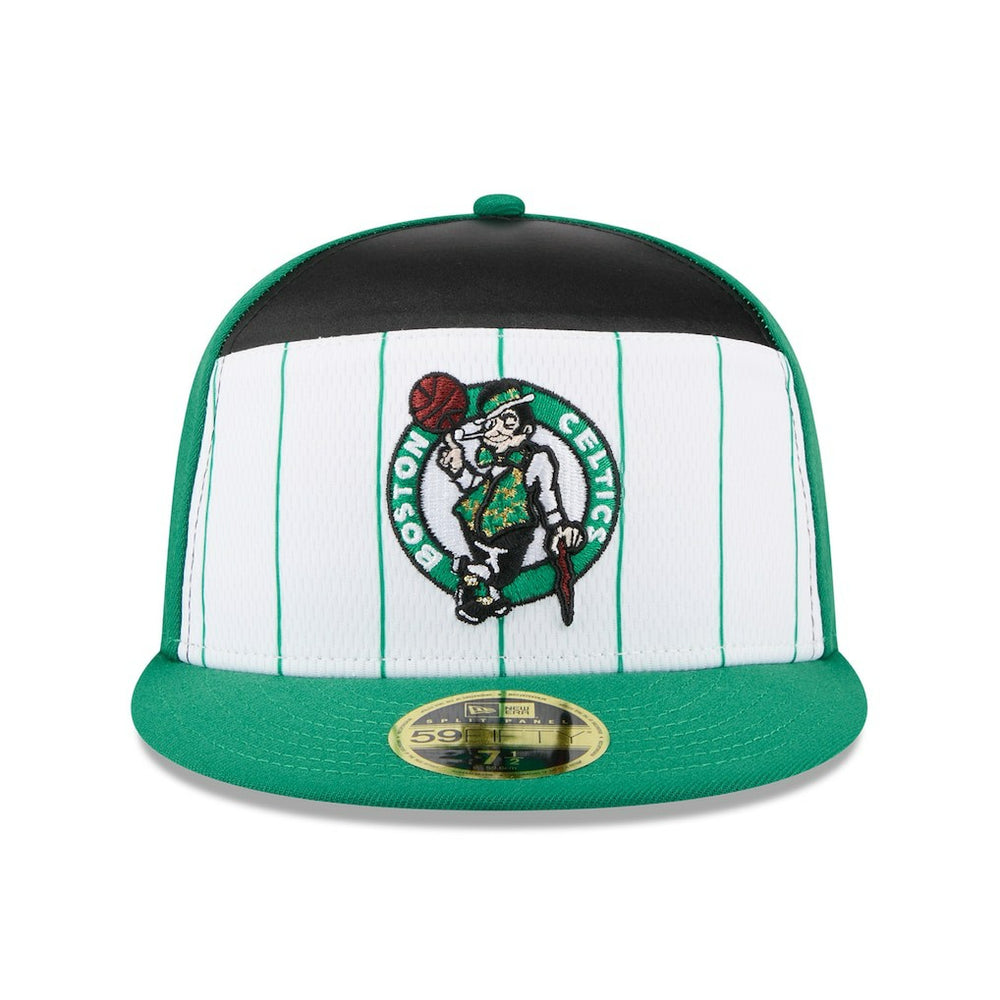 Boston Celtics 2025 NBA Tip Off Split Panel 59FIFTY Fitted Hat - White/Kelly Green | New Era shop