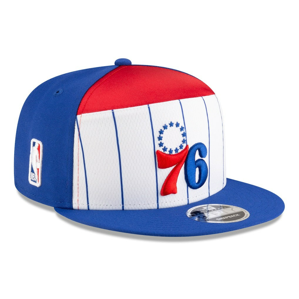 Philadelphia 76ers 2025 NBA Tip Off Split Panel 9FIFTY Snapback Hat - White/Blue | New Era on sale