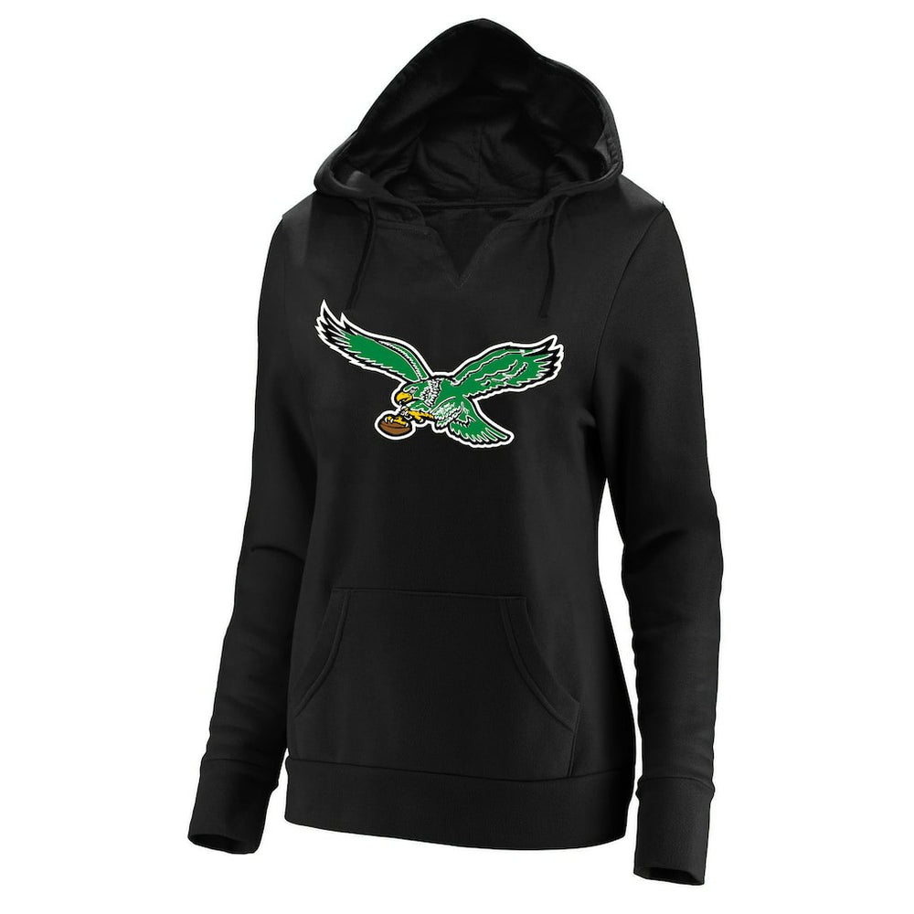 Philadelphia Eagles Women's Plus Size Throwback Logo V-Neck Pullover Hoodie - Black cheap