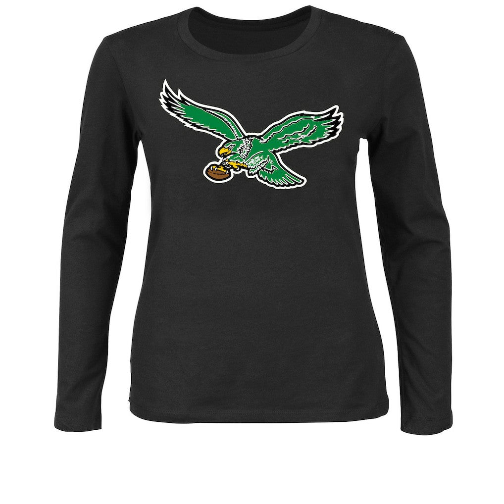 Philadelphia Eagles Women's Plus Size Scoop Neck Long Sleeve T-Shirt - Black sale