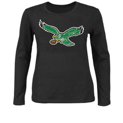 Philadelphia Eagles Women's Plus Size Scoop Neck Long Sleeve T-Shirt - Black sale